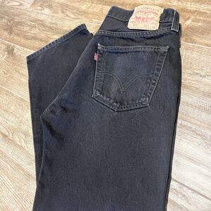 Levi's 501 Jeans Mens 34x30 Black Button Fly Straight Leg Denim Pants